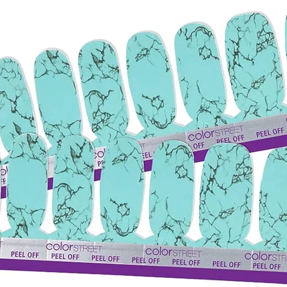 Color Street MOJAVE TURQUOISE Sky Blue Stone Design Nail Strips Set - Picture 2 of 8
